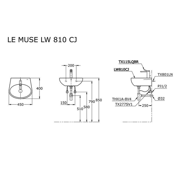 LW810CJ - LE MUSE - Wall Hung Lavatory