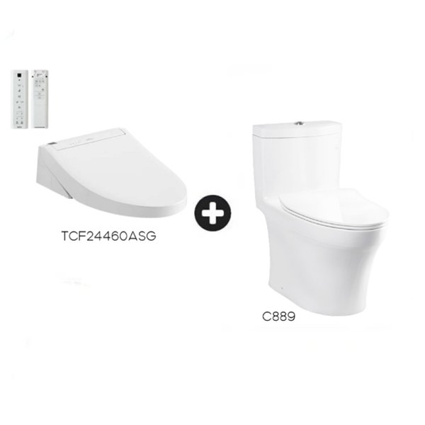 One Piece Toilet Bowl C889CDESI with Washlet TCF24460ASG