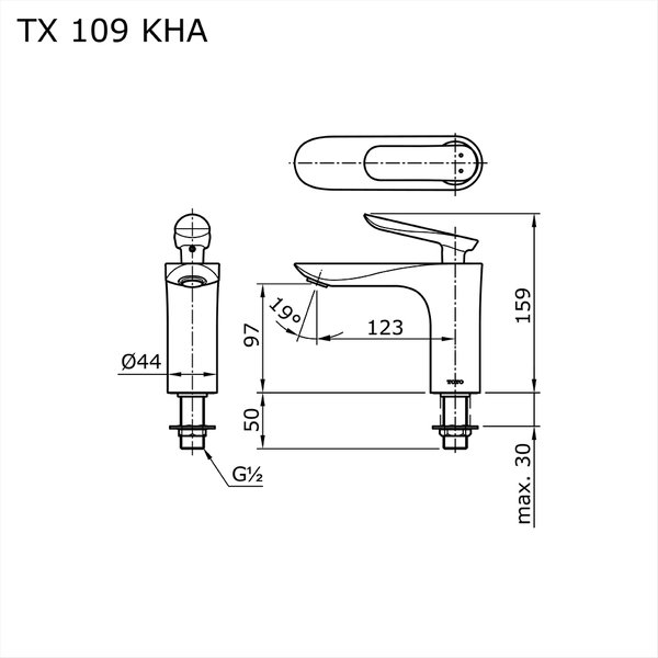 TX109KHA - HA - Single Lever Lavatory Faucet (Cold Only)