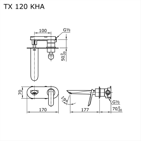TX120KHA - HA - Single Lever Wall Type Lavatory Faucet