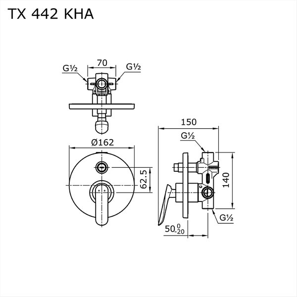 TX442KHA - HA - Single Lever Bath & Shower Mixer With Diverter