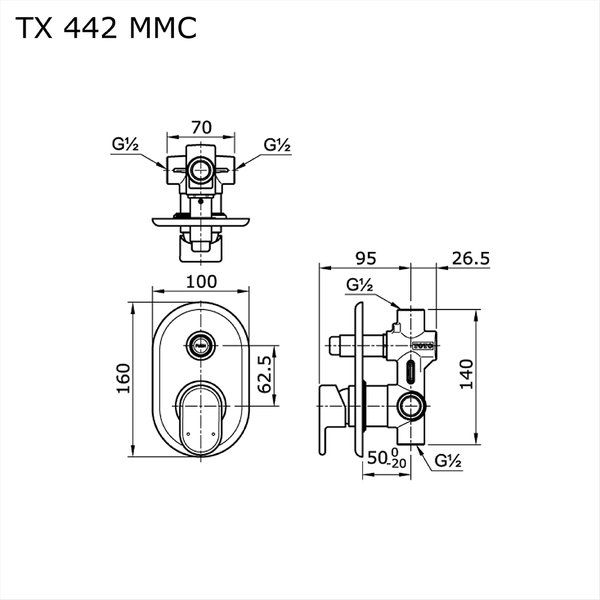 TX442MMC - LOZZA - Single Lever Bath & Shower Mixer With Diverter