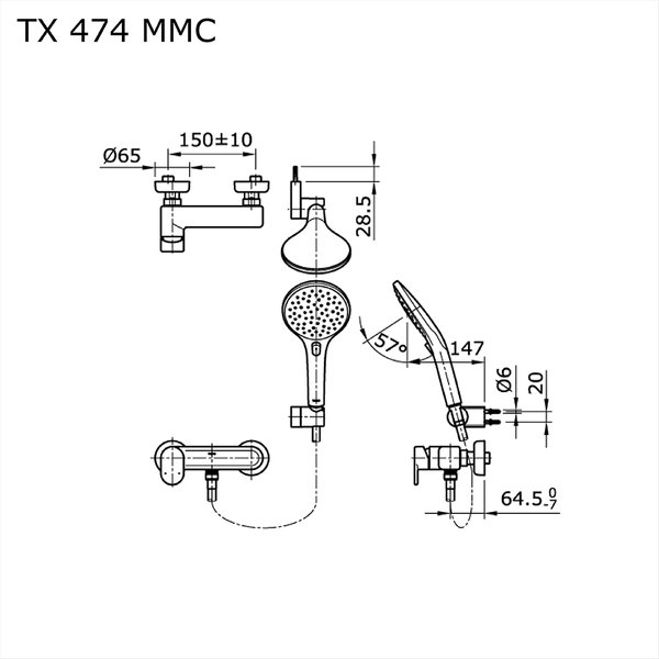 TX474MMC - LOZZA - Single Lever Shower Set