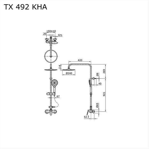 TX492KHA - HA - Lever Handle Shower Column Set