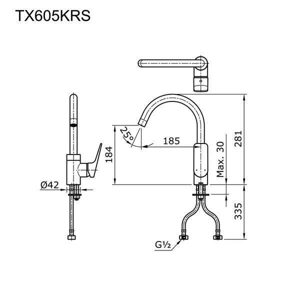 TX605KRS - REI S - Single Lever Kitchen Faucet 