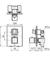 TOTO Thermostat Bath & Shower Mixer w/ Diverter - MA - TX473MMA - Dimensions