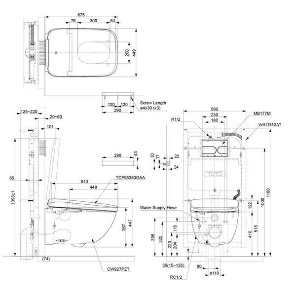 CW927PZT / TCF95380GAA - NEOREST WX - Luxurious Integrated Toilet