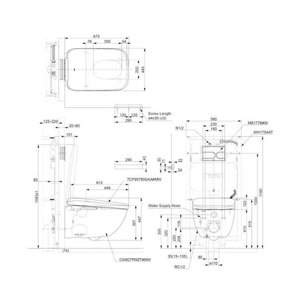 CW927PZT#MW / TCF95380GAA#MW - NEOREST WX - Luxurious Integrated Toilet (Matte White)