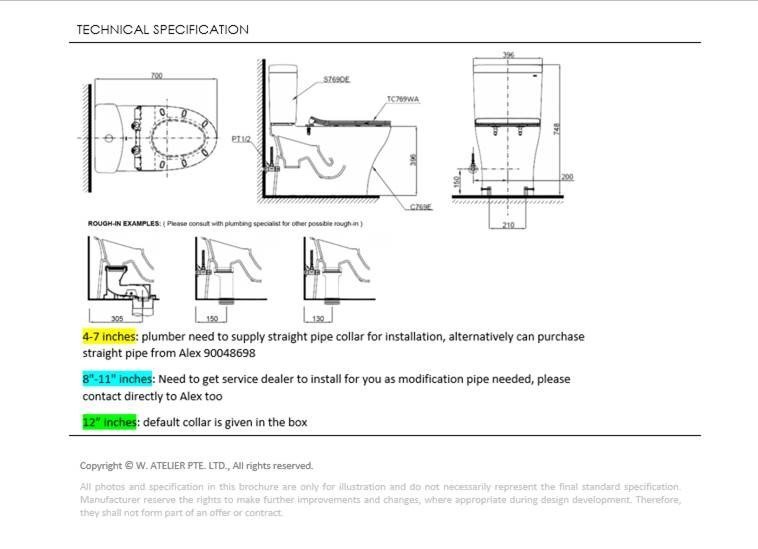 Close Coupled Toilet Bowl C769CESI with Washlet TCF33461GSG