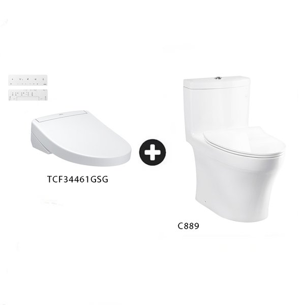 One Piece Toilet Bowl C889CDESI with Washlet TCF34461GSG