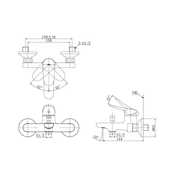 TBS04302 - LF - Single Lever Bath & Shower Mixer Without Hand Shower Set