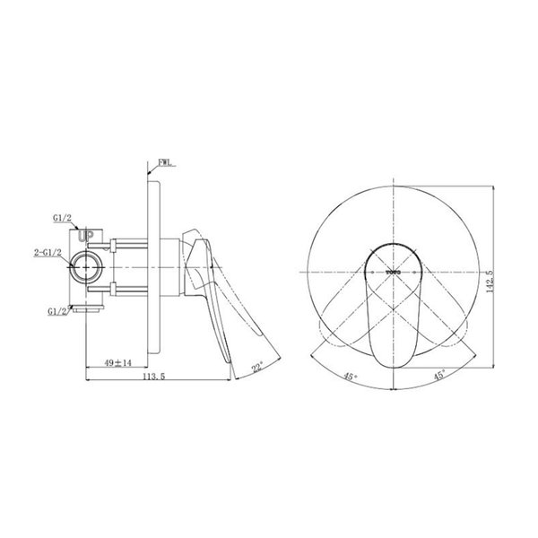 TBS04303 - LF - Single Lever Shower Mixer with Valve
