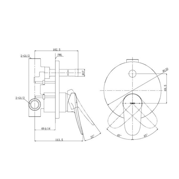 TBS04304 - LF - Single Lever Shower Mixer with Diverter