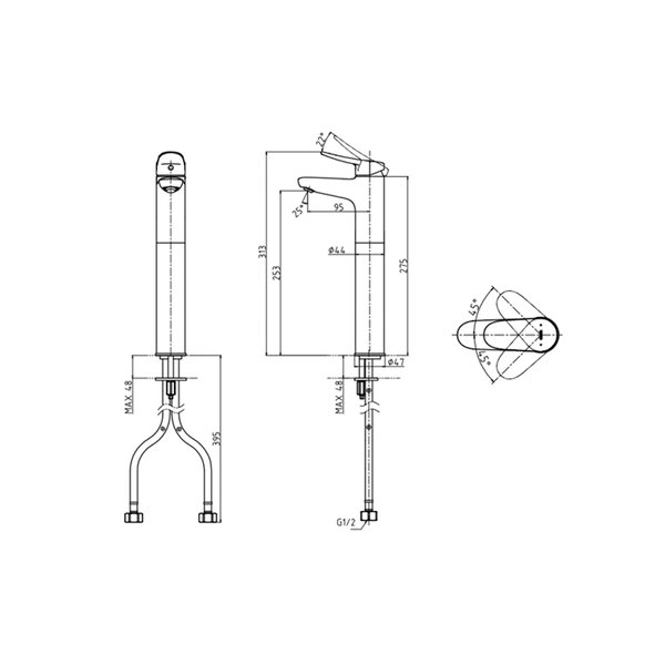 TLS04307 - LF Series - Single Lever Lavatory Faucet (Tall Vessel) (w/o Pop-up Waste)