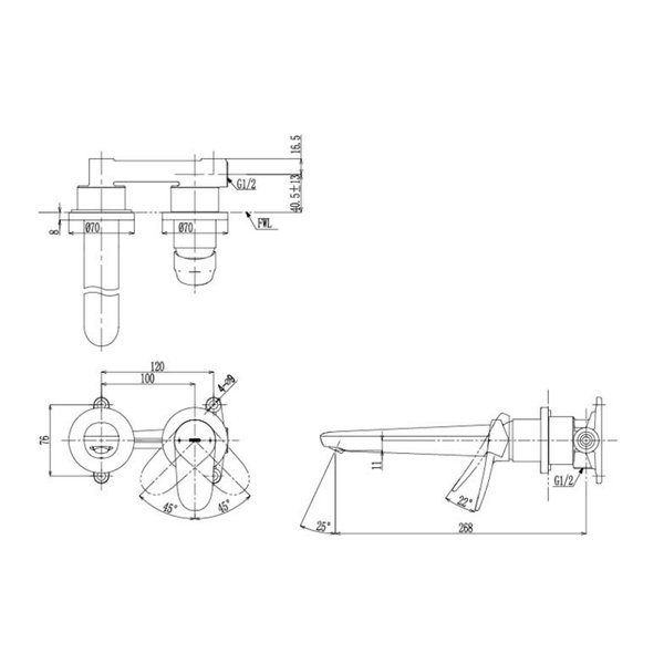 TLS04309 - LF - Wall-Mounted Single Lever Lavatory Faucet (Long Spout)