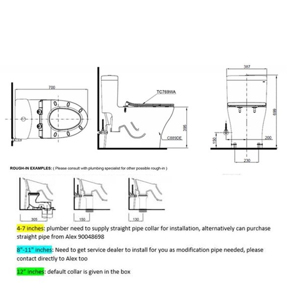 One Piece Toilet Bowl C889CDESI with Washlet TCF34461GSG