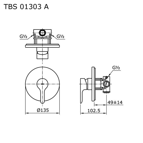 TBS01303B - LB - Single Lever Shower Mixer With Valve
