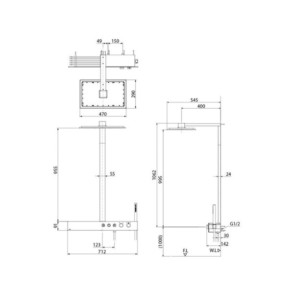 TBW08408A - Thermostat Shower Column (2 mode) (w/ Hand Shower) (w/o Spout)