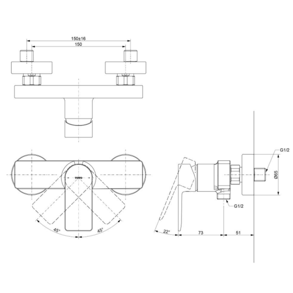 TBG13301A - GT - Exposed Single Lever Shower Mixer