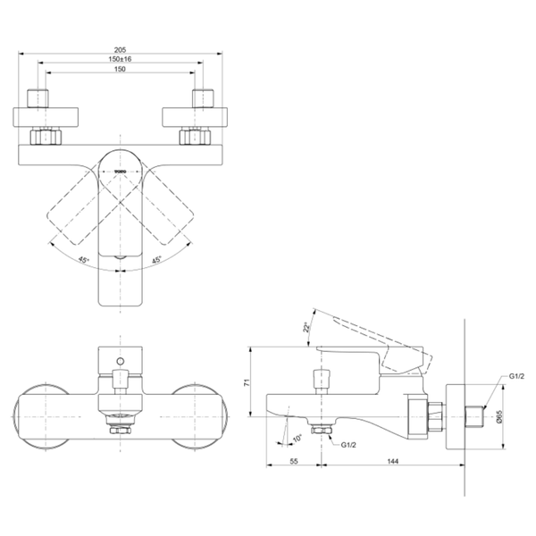 TBG13302A - GT - Exposed Single Lever Bath & Shower Mixer