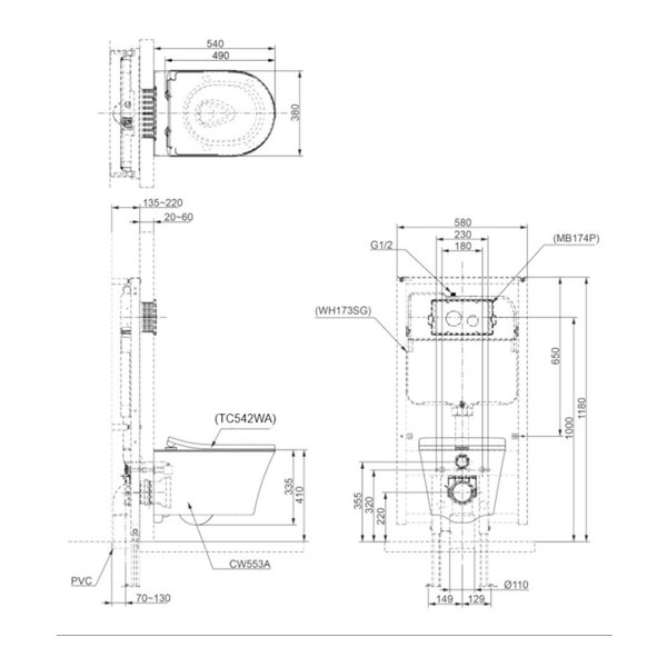 CW553A - Wall Hung Toilet Bowl