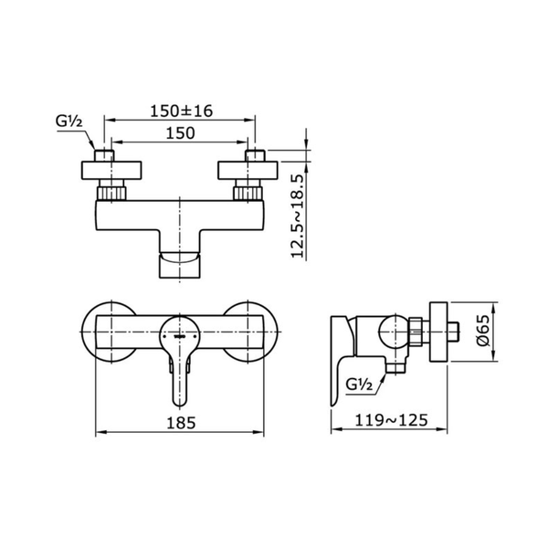 TBS01301B - LB - Single Lever Shower Mixer Without Hand Shower Set