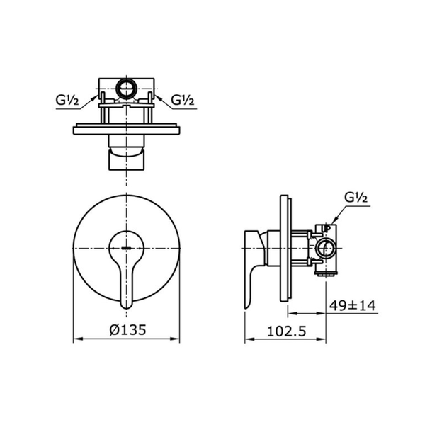 TBS01303B - LB - Single Lever Shower Mixer With Valve