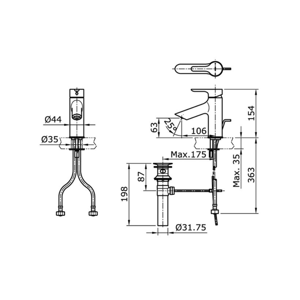 TLS01301B - LB - Single Lever Lavatory Faucet With 1” Pop-Up Waste