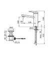 TOTO Single Lever Lavatory Faucet w/ Pop-Up Waste - VASIL - TX115LV - Dimensions