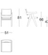 Cassina Capitol Complex Chair - Jeanneret - With Armrest Dimensions