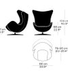 Fritz Hansen Egg - Lounge Chair (Fabric) - Jacobsen - Dimensions