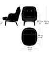 Fritz Hansen Fri - Lounge Chair (JH5) - Hayon - Dimensions