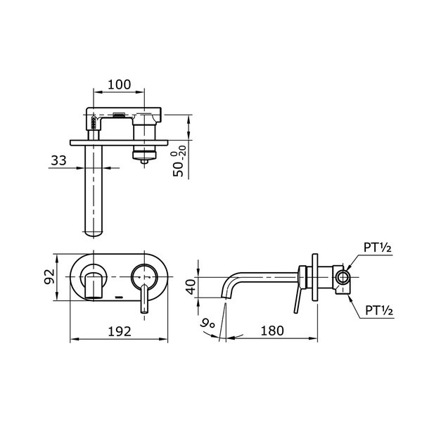 TX120LV - VASIL - Single Lever Wall Type Lavatory Faucet