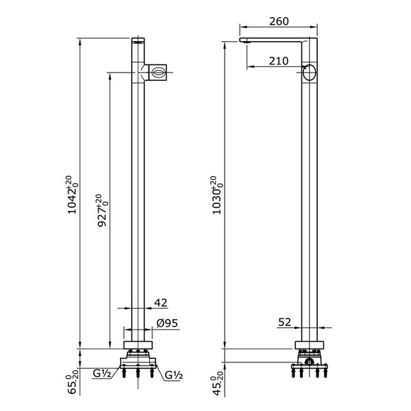 TX128LQBR - LE MUSE - Floor Standing Progressive Lavatory Faucet
