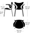 Fritz Hansen Lily - Chair (3208) - Jacobsen - Dimensions