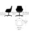 Fritz Hansen Little Giraffe 3211 - Swivel Chair - Jacobsen - Dimensions