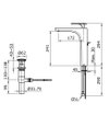 Extended Single Lever Lavatory Faucet - TOJA - TX116LT -Dimensions