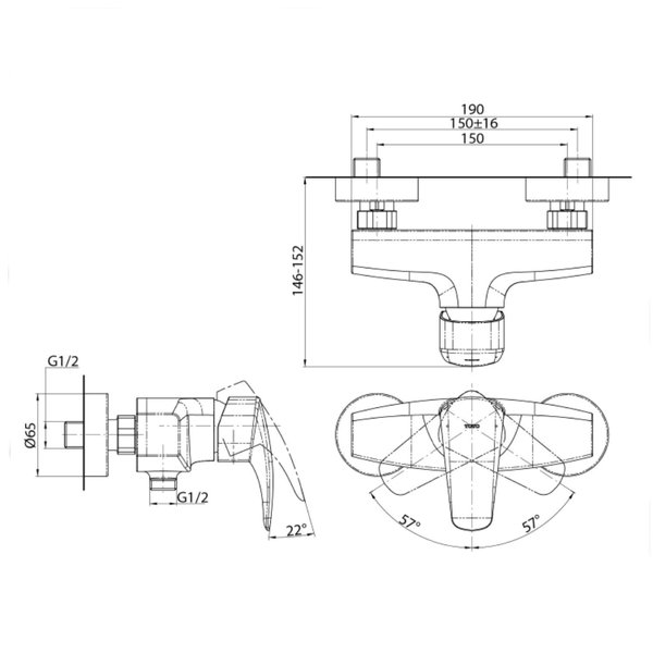 TBG09301 - GM - Exposed Single Lever Shower Mixer