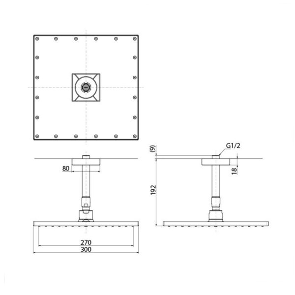 TBW08003S1 - G - Square Over Head Shower (Ceiling Type) (1 mode)