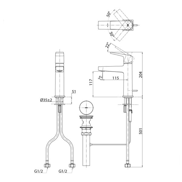 TLG10301 - GB - Single Lever Lavatory Faucet (w/ Pop-up Waste)