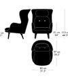 Fritz Hansen Ro JH1 Lounge Chair - Hayon - Dimensions