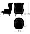 Fritz Hansen Ro JH2 Lounge Chair - Hayon - Dimensions