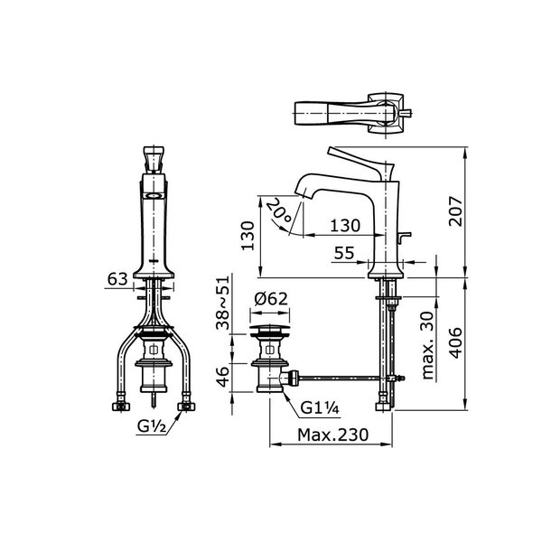 TX115LW - WENZAL - Single Lever Lavatory Faucet with Pop-Up Waste