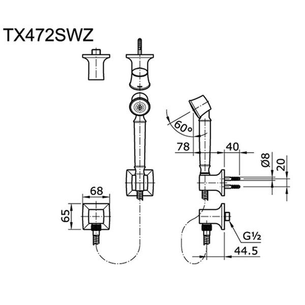 TX472SWZ - WENZAL - Hand Shower with Wall Outlet